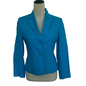 NWOT: Talbots Petits: Irish Linen Turquoise Blazer. Size 2